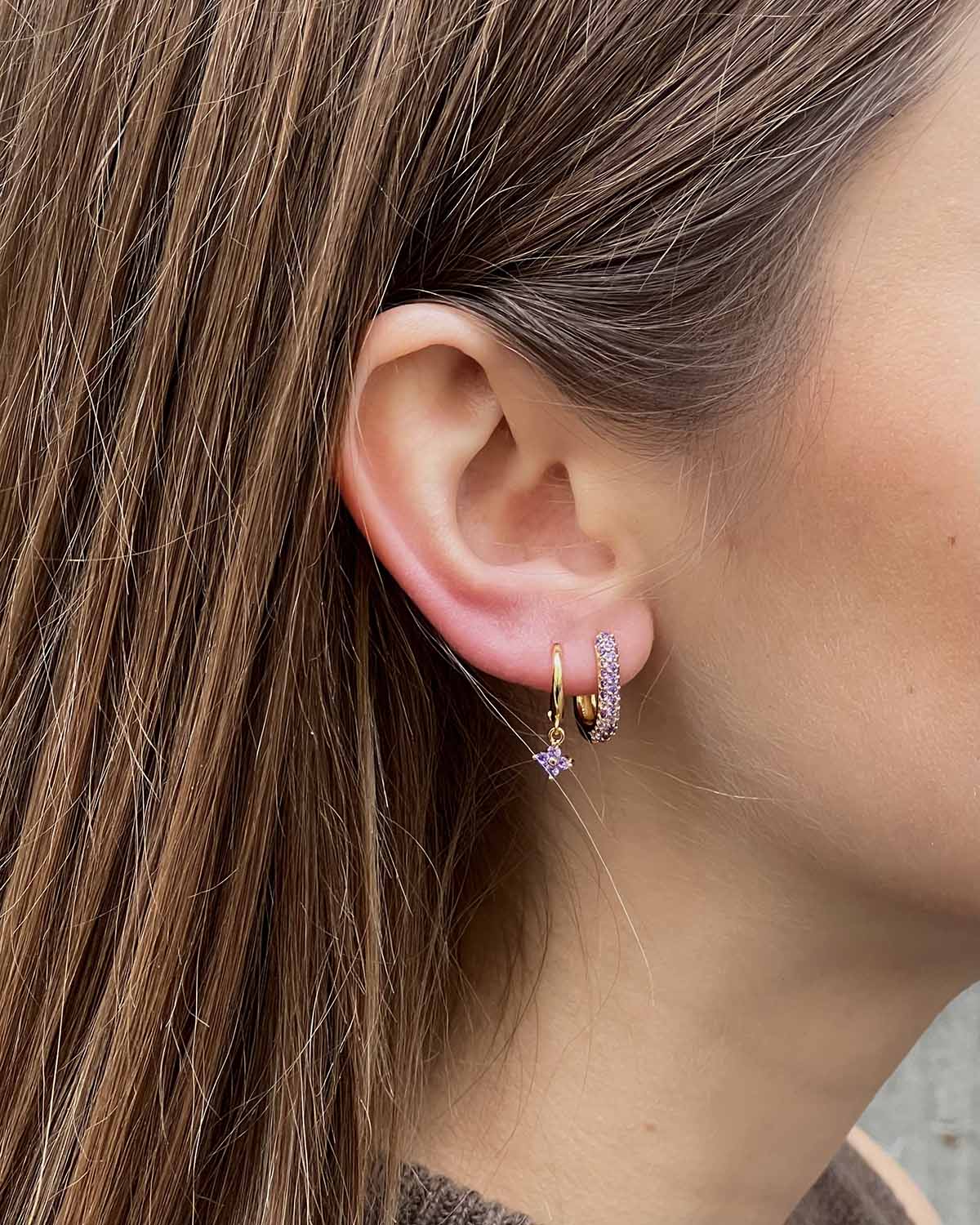 PENDIENTES SQUARE ZIRCON PURPLE