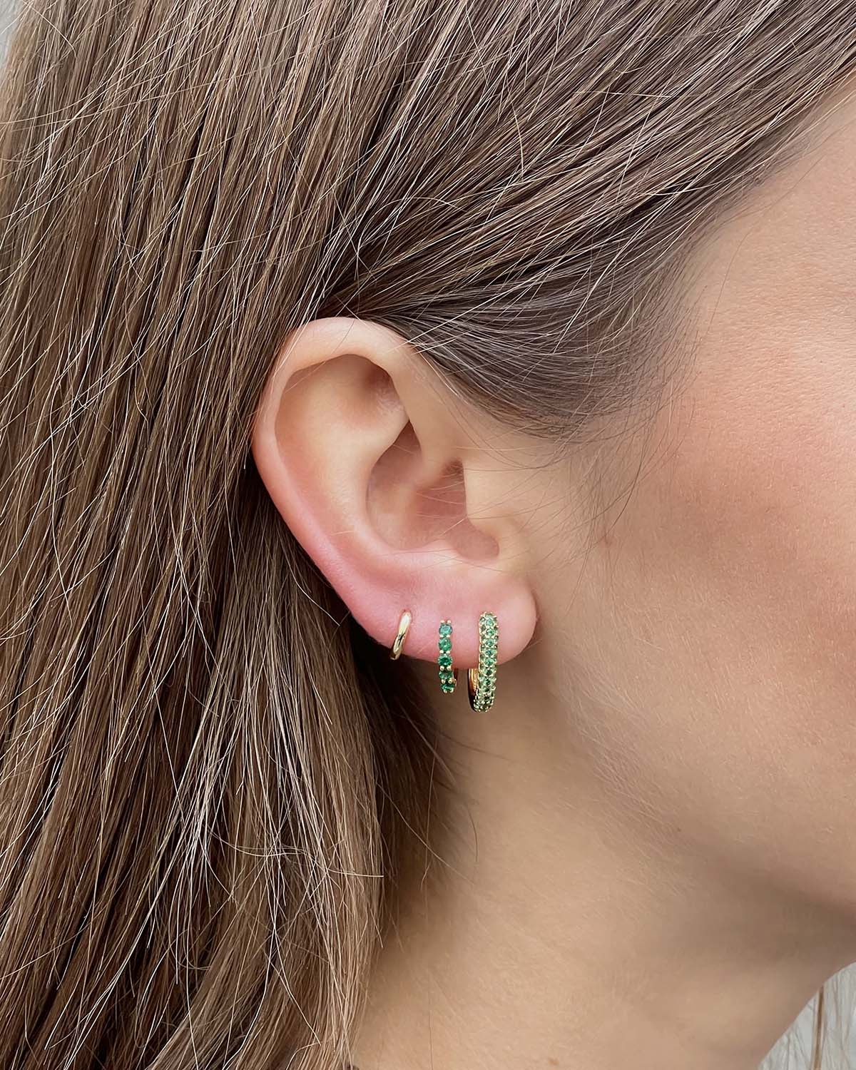 PENDIENTES SQUARE ZIRCON GREEN PLATA