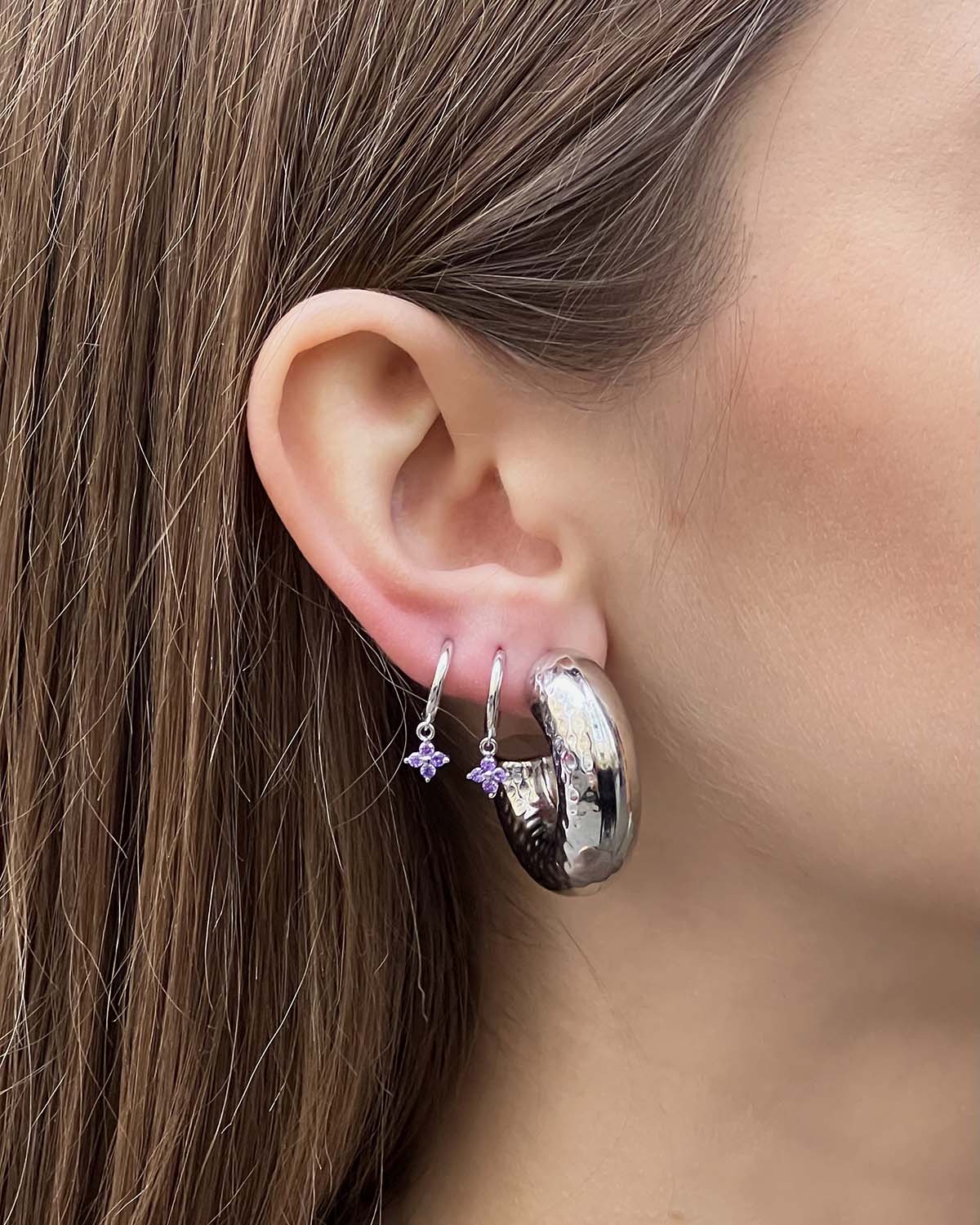 PENDIENTES AROS HAMMERED PLATA