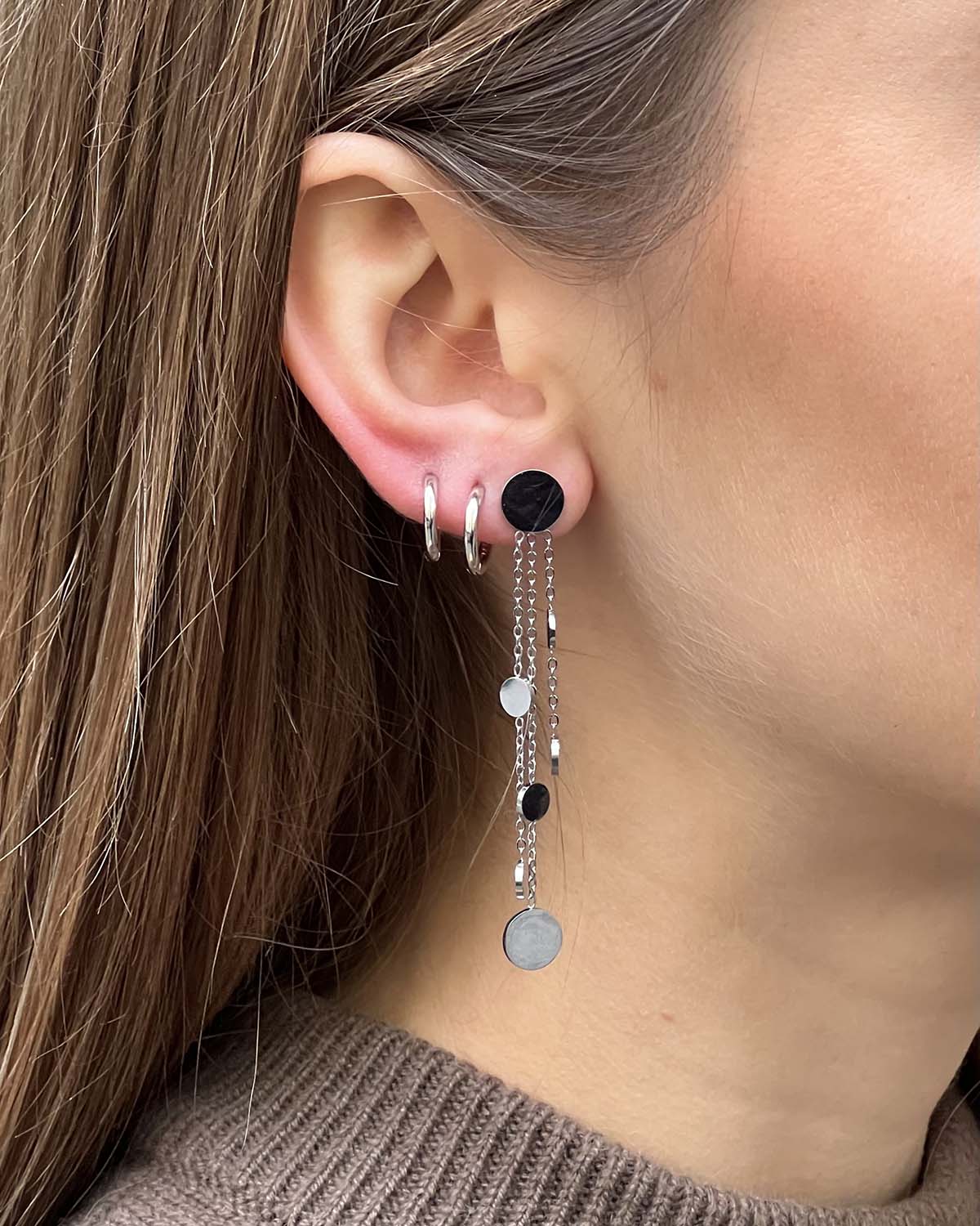 PENDIENTES LONG CIRCLES PLATA