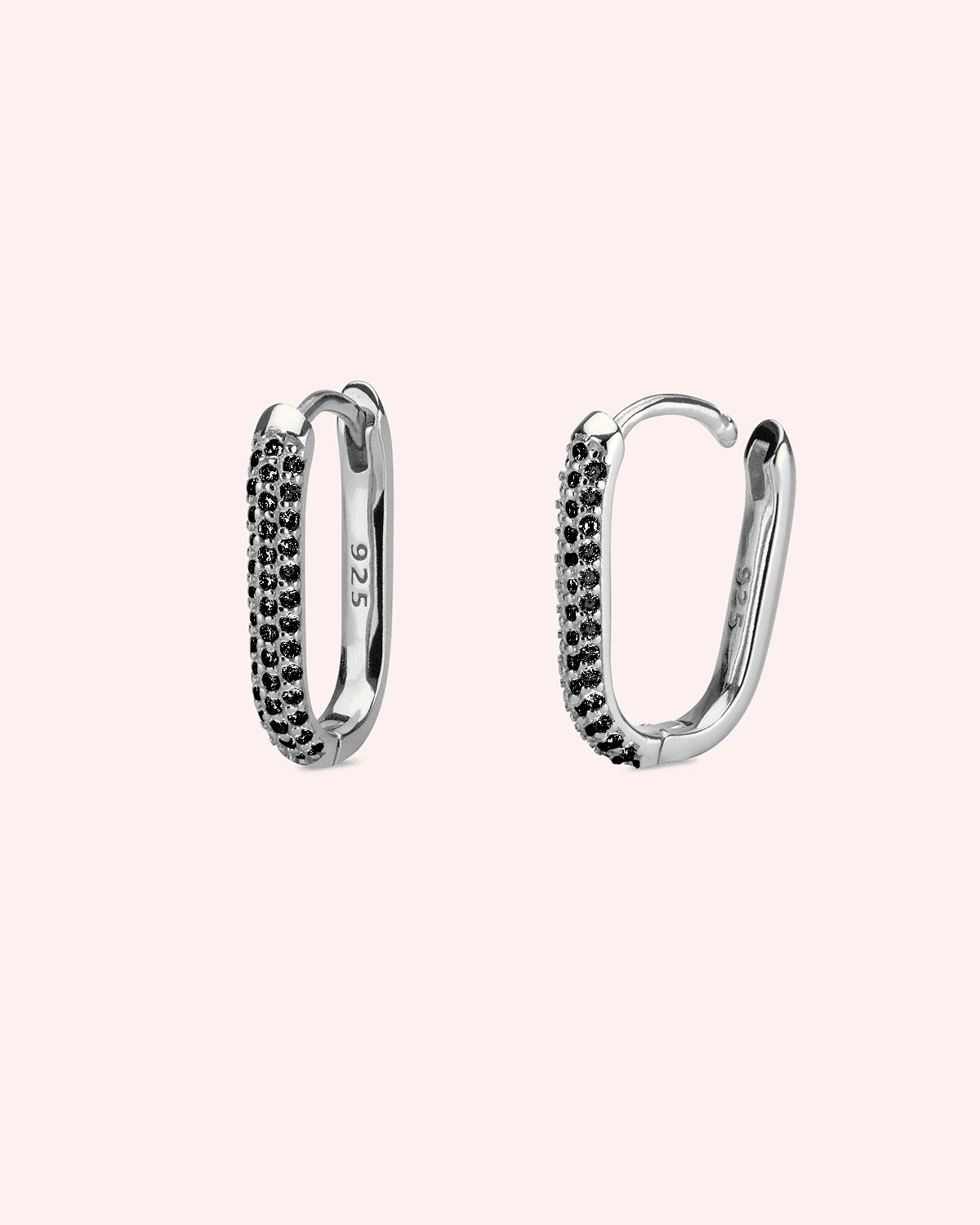 PENDIENTES SQUARE ZIRCON BLACK PLATA