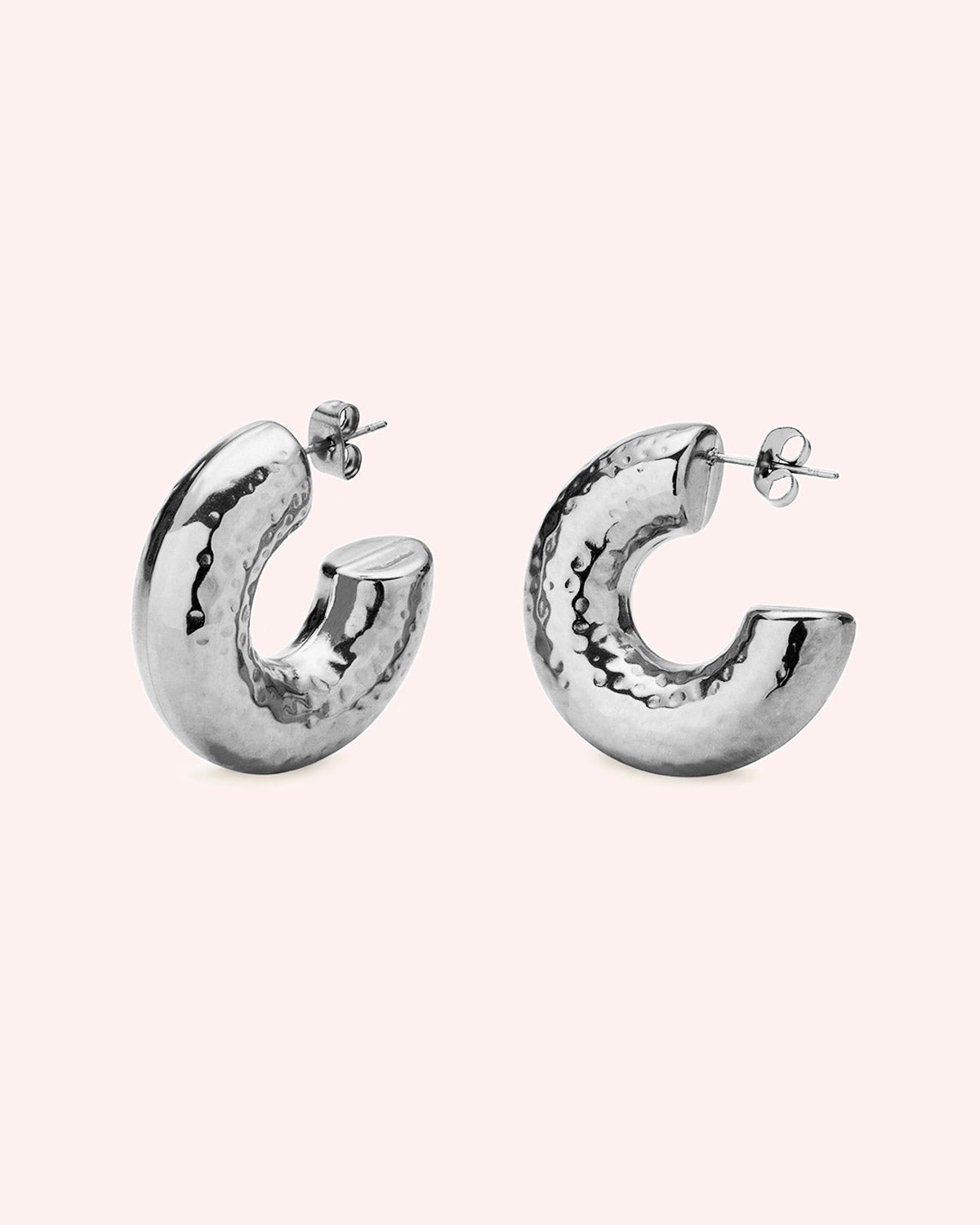 PENDIENTES AROS HAMMERED PLATA